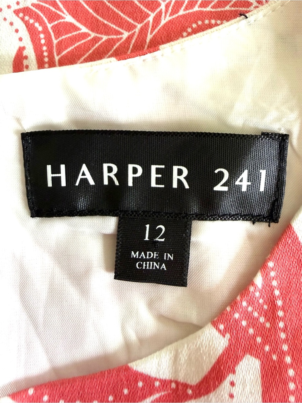 Harper 241 Coral White Floral Sleeveless Sheath Dress 12 Resortwear Vacation - Picture 7 of 11